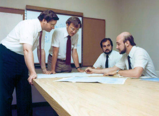 Hindon’s engineering team in 1985